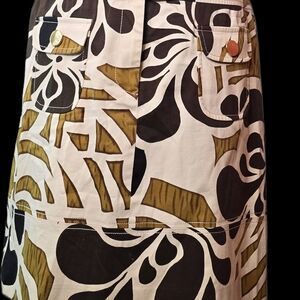 Etcetera Black and Brown Abstract A-Line Skirt